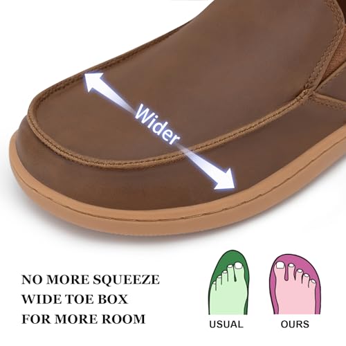 Image of Men's Barefoot Dress Shoes - Zero Drop Comfort Breathable Micro-Perforated Learher, No Break-in Needed, Slip-On Elastic Laces for Business & Travel