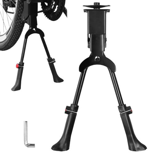 VGECEE Fahrradständer Zweibeinständer Doppelständer Fahrrad 24-28 Zoll Fahrradständer Zweibein Fahrrad Ständer Höhenverstellbar Tragkraft 30kg für City Fahrrad MTB und Trekkingräder