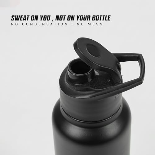 Image of MuscleBlaze Premium Grade Stainless Steel Water Bottle, Black, 1L | Leakproof, BPA-Free & Rust-Resistant