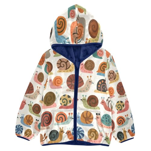 Colorful Snail Pattern Print Design Toddler Fleece Jacket Girl Boys Hooded Fleece Jacket Coat Warm