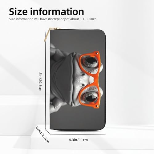 Wallet Women - Cute Glasses Frog Print Leather Wallet for Women with Zipper, Cute Bifold Long Ladies Wallets2
