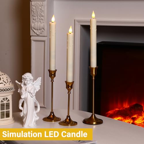 Image of Baquler 48 Pcs 8.8 inch Ivory Flameless Taper Candle LED Stick Battery Operated | Candle Sticks Bulk, No Battery, Flickering LED Candlestick, Window Wedding Halloween Christmas Decor, Plastic