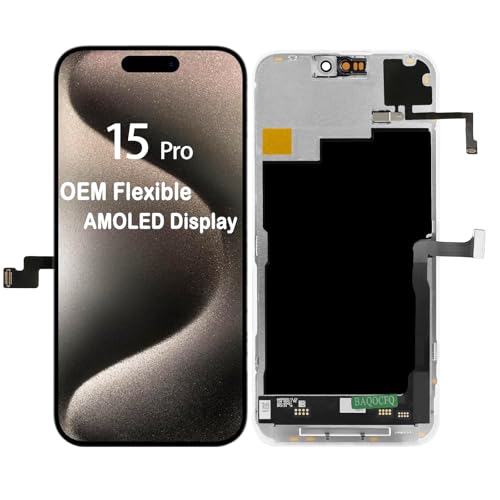OEM-Grade Quality for iPhone 15 pro Screen Replacement, Promotion 120Hz AMOLED Display,6.1 inch Featuring 3D Touch LCD Display – Complete Repair Kit with Tools, with Light Sensor Flex