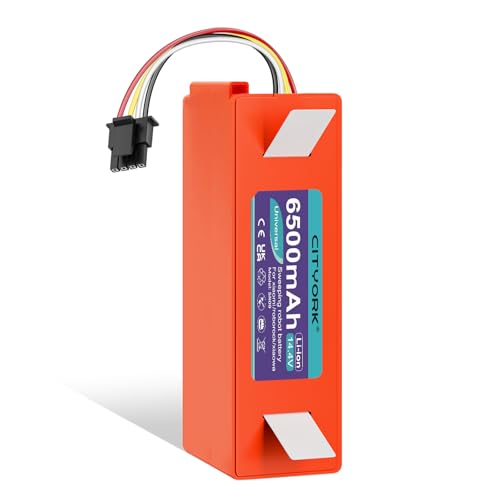 CITYORK Li-Ion Batería de Repuesto para Roborock S50 S5 S6 S7 Pure/MAX/MaxV/MaxV Ultra, para Roborock Q5 Q7 Pro/MAX+ Mijia 1.und 2. Generation Robot Aspirador Batería - 14.4 V 6500mAh