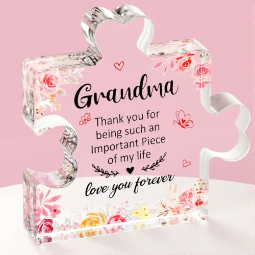 Emibele Gifts for Grandma, Grandma Birthday Gifts, Engraved Acrylic Block