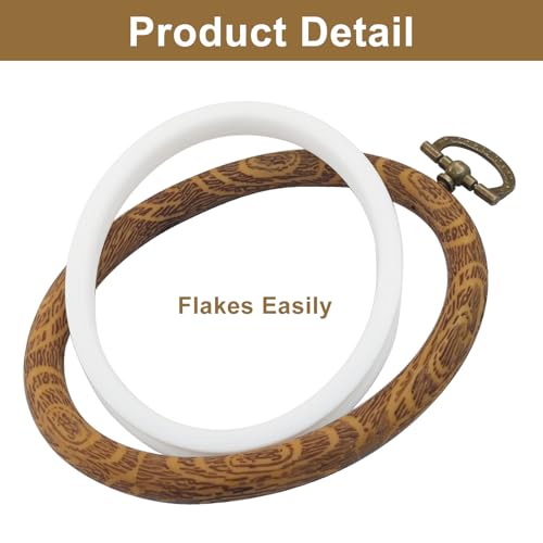 Image of Marvexi 5Pcs Oval Embroidery Hoops 3 inchx3.7 inch Vintage Cute Faux Wood