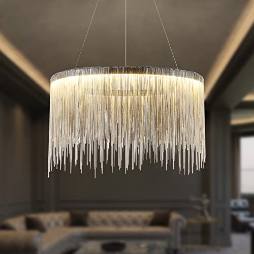 Luminaire suspendu LED linéaire moderne YangRy à pampilles de cristal