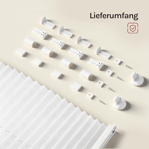 WOLTU Plissee Klemmfix ohne Bohren, Crushed-Optik, 100 x 120 cm, Weiß – Ansicht 8
