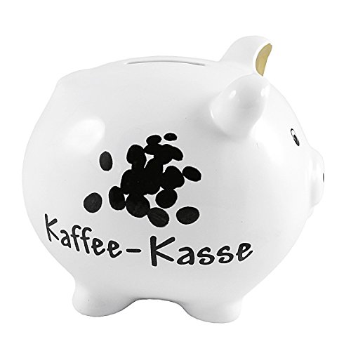 Goldbach Dolomite kaffe-kasse smaltato a Forma di Maialino, Bianco, 14 x 12 x 13 cm