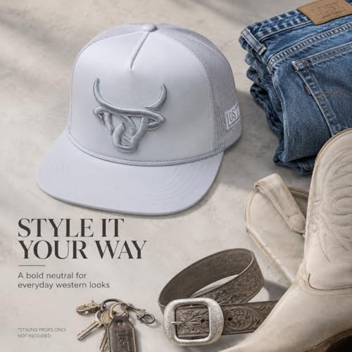 Image of Lost Calf White 3D Logo Cattle Rope - Hats Cap