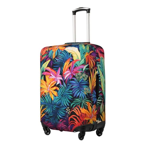 Tropical Colorful Leaves Luggage Cover Washable Elastic Suitcase Cover Anti-Scratch Travel Luggage Protector Covers for Kids Adult XL fits 29-32 inch Suitcase2