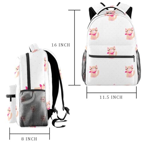 Sac à dos d'école chat multicolore idéal pour le collège et les sorties