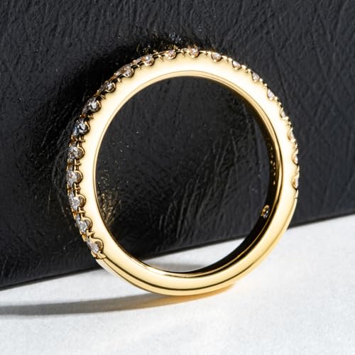 1.9MM D Color Moissanite Half Eternity Band Ring 18K Gold Plated Wedding Yellow Color Rings for Women Jewelry With Certificat3