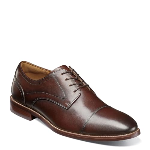 Florsheim Rucci Cap Toe Oxford para hombre, Zapatos de Vestir, Pies Anchos, Marrón, 42 EU