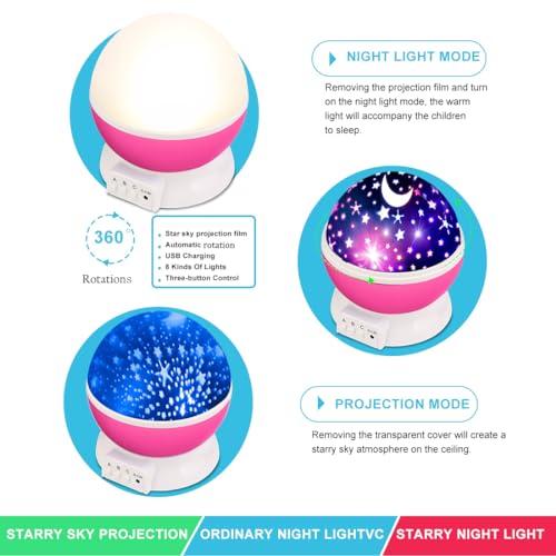MOKOQI Star Projector, Night Light Lamp Fun Gifts for 1-4-6-14 Year Old Girls and Boys Rotating Star Sky Moon Light Projector for Kids Bedroom Decor -Pink - Image 6