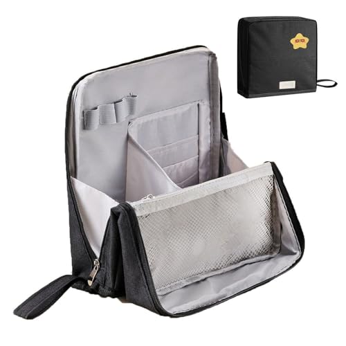 Standing Makeup Bag – Portable, Large Capacity, Traveler Makeup Organizer Bag, Vertical Opening Waterproof Multifunctional Make Up Bags with Compartments. (Black)