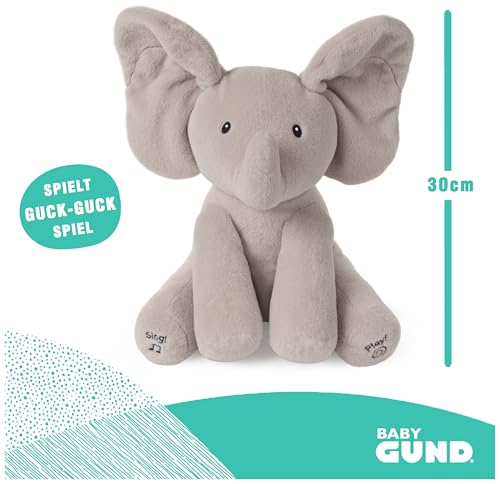 GUND Flappy, der singende und sprechende Elefant spielt Guck-Guck mit den Ohren - deutsch, ca. 30 cm