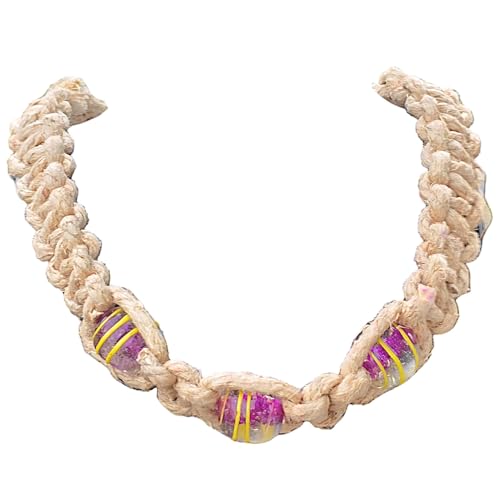 BlueRica Extra Large Hemp Necklace with Striped Glass Beads4