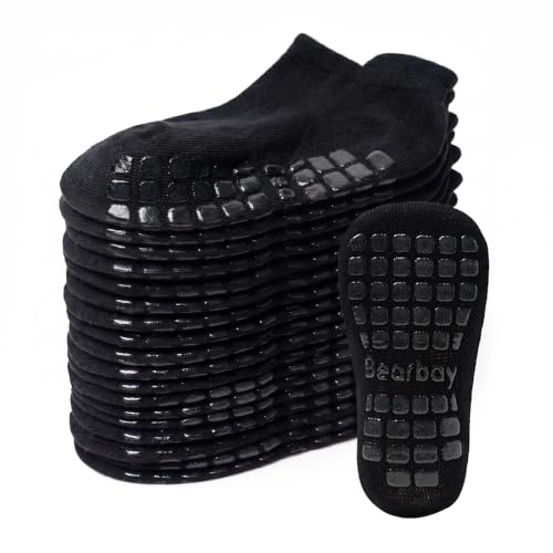 Bearbay Baby Non Slip Ankle Socks with Grippers (9 Pair) for 0 months-7 years old Walking Socks for Infant Toddler Kids Boys Girls