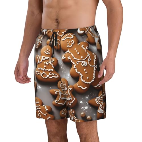 Gingerbread Cookies Print Men's Beach Pants Lightweight Quick-Dry Swim Pants with Mesh Lining for Men2