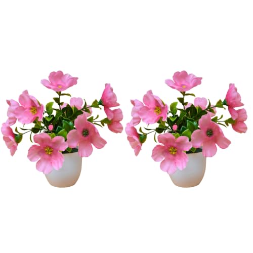 Image of fancymart Artificial Real Touch Flower Plant with Pot (Pack of 2), 16 cm Height, Decorative Faux Floral Plant for Home, Office, Living Room, Bedroom, Table & Shelf Decor