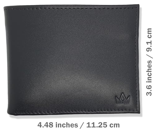 Nappa Leather Bifold Wallet for Men - 2 Spacious Cash Compartments,14 Card Slots with RFID Protection, Driving Licence Window, High-end Finish4