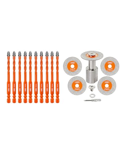 Foret sec et mini disque diamant BGTEC avec foret bois dentelé pour percer et couper