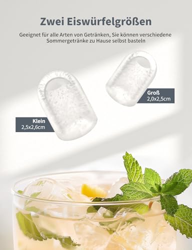 Foto von Eiswürfelmaschine, 12 kg in 24 Stunden, 9 Eiswürfel in 6 – 8 Minuten, automatisch, kompakt, tragbar, für Zuhause/Küche/Bar