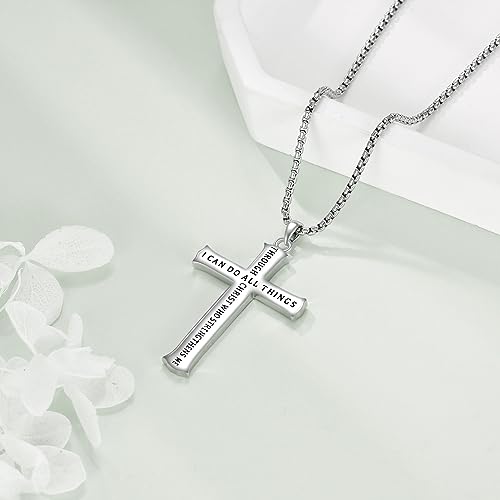 Collier en argent sterling avec pendentif croix résistant pour garçon - 4