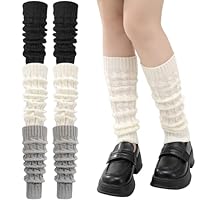 Halinuia 3 Paar Leg Warmers Stulpen Damen Beinwärmer Beinstulpen Winter Strick Häkelarbeit Legwarmers Verdicken Stulpen Mädchen Mode Lange Stiefelmanschette Kniestrümpfe für Ballett Tanz