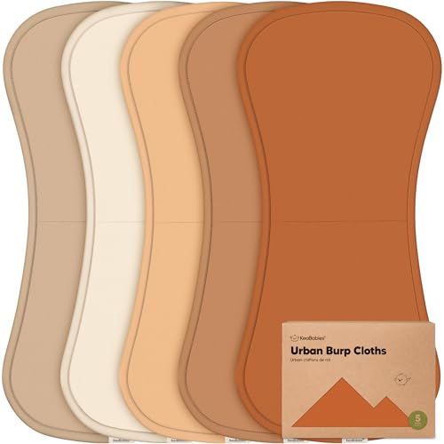 Image of Organic Burp Cloths Baby Boy & Girl - 5-Pack Super Absorbent Cotton Burping Cloths for Babies, Soft & Plush Newborn Spit Up Rags, Infant Towels for Milk Spit Up, Unisex, Large 21" x 10" (Terracotta)