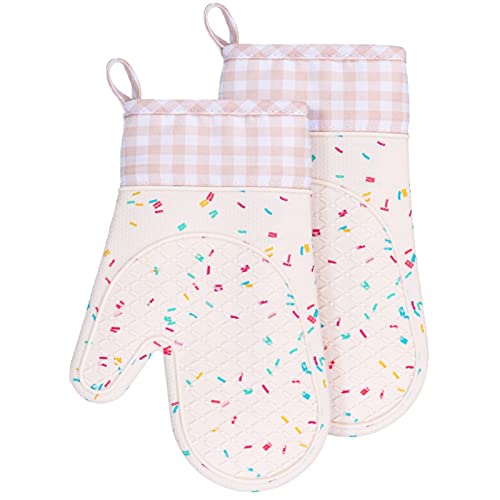 Colorido Luvas de forno, anel de suspensão reutilizável antiderrapante, luvas de forno de cozinha-es