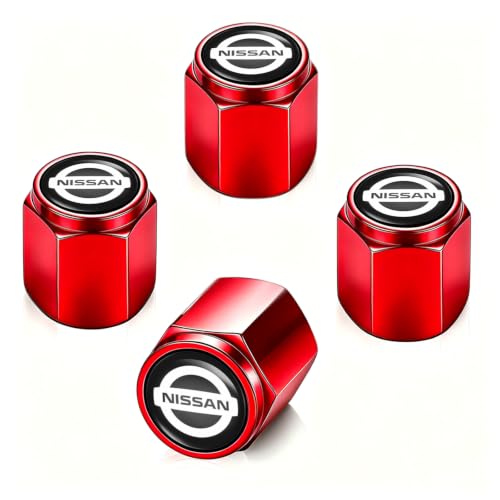 Image of 4pcs Tire Valve Stem Caps for Nissan Series Stem Cap Universal Car Air Cover Car Accessories for Cars, SUV, Truck, Motorcycles(Red)