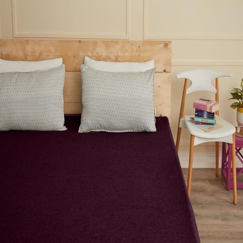 Image of Wakefit Cotton Feel Ultra Soft Waterproof Mattress Protector|Breathable - Hypoallergenic Mattresses Cover 72 inch x 36 inch - Single, Beetroot, Purple