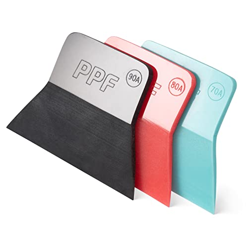 FOSHIO PPF Squeegee Vinyl Wrap Tool 3 In 1 Different Hardness Anti-Scratch Rubber Scraper Soft TPU Mini Squeegee Window Tint Tool for Paint Protection Film Squeegee for Window Cleaning