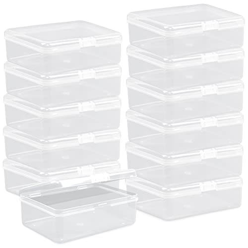 Clear Plastic Beads Storage Containers Empty Mini Storage Containers Box,12 Pack Plastic Storage Container with Lids,Beads Storage Box with Hinged Lid for Beads,Earplugs,Pins (5 x 3.4 x 1.7 inch)