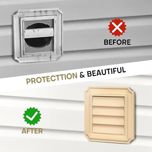 Image of 4-Pack Dryer Vent Cover Replacement with Enhanced Rippled Design - 4.5in Plastic Polymer Dryer Exhaust Vent Cover Replacements, Weather Resistant Exterior Dryer Vent Flap Replacement (Beige)
