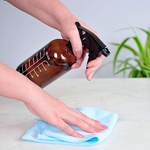 Youngever 4 Pack 16 Ounce Empty Glass Spray Bottles with Measurements, Spray Bottles for Hair and Cleaning Solutions (Amber)4