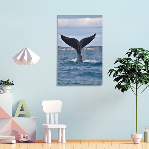Toile murale imprimée queue de baleine avec cadre robuste de haute qualité - 4