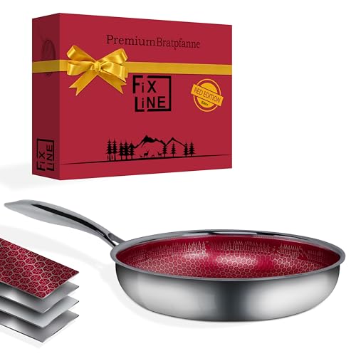 FIXLINE® Schmorpfanne 24cm - Black Forest Design - inklusive Glasdeckel - kratzfeste Beschichtung -...