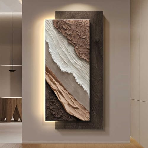 Image of TeHWiEEphs Modern 3D LED Wall Art – Remote Control Plug-in, Abstract Textured Sandstone Design, Stylish Wall Decor for Entryway Corridor Living Room(A,80x160cm/31.50x62.99in)