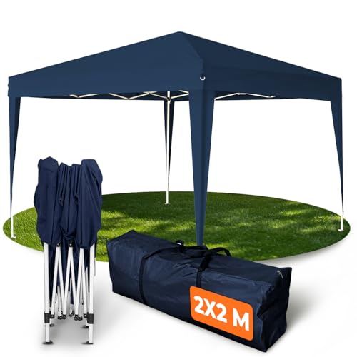 Kronenburg Gazebo Pieghevole 2x2m Impermeabile con Protezione UV 50+, Padiglione Rapido da Giardino, Incluso Borsa e Picchetti, Struttura Robusta, Altezza Regolabile, Blu