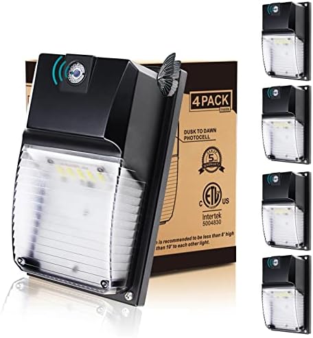 HiBay 18W Dusk to Dawn Outdoor LED Porch Lights Wall Mount, Super Bright 1980LM 5000K Daylight Light Fixtures with Photocell Sensor, IP65 Waterproof Outside Lighting Product-4 Pack