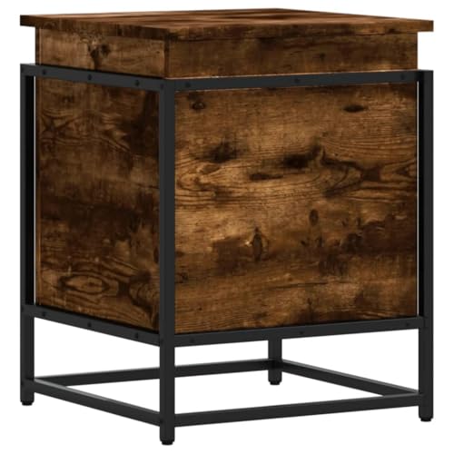 vidaXL Caja de almacenaje con Tapa Madera Roble Ahumado 40x40x51,5 cm, Caja de Mantas, baúl de almacenaje, Caja de almacenaje de Juguetes