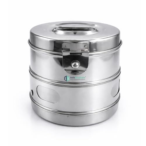 Image of IS IndoSurgicals Stainless Steel Dressing Drum, Super Deluxe Quality Seamless, Diameter X Height (6 inchX6 inch)