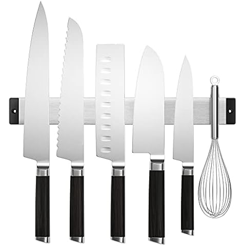G.a HOMEFAVOR Magnetic Knife Holder for Wall, Stainless Steel Magnetic Knife Strip, Knife Rack with Screws and Fixings, 34 cm(12 Inch) Cover