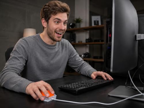 Image of Electron Orange Transparent Mouse for Laptop PC, Computer USB Wired Mouse for PC Desktop Plug and Play, 1000 DPI Ultra Smooth, for Windows Linux and MAC