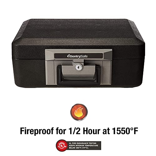 SentrySafe Fireproof Safe Box with Key Lock, Chest Safe with Carrying Handle to Secure Valuables and Jewelry, 0.25 Cubic Feet, 6.3 x 15.3 x 12.1 Inches, 1160 by SentrySafe - Image 3