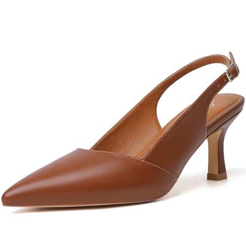 Mostrin Kitten Heels for Women Slingback Pointed Closed Toe Heels Women's Pumps Shoes for Wedding, Party, Commuting