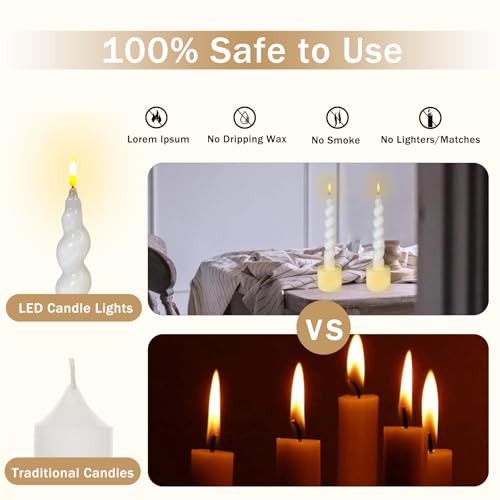 Image of Spiral Taper Candle LED Candlesticks, 7.5 Inch Flameless Tapered Candles Battery Candle Sticks Remote Twisted Candlestick for Dinner Holiday Wedding Party Housewarming-2D